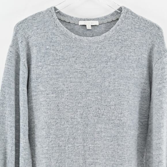 NWOT Anthropologie Sweater Eri Ali Sasha Hacci Top Gray SOFT Ruffle Cozy Size S - Picture 2 of 12